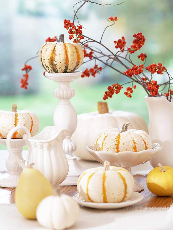 Seasonal tabletop pumpkin display