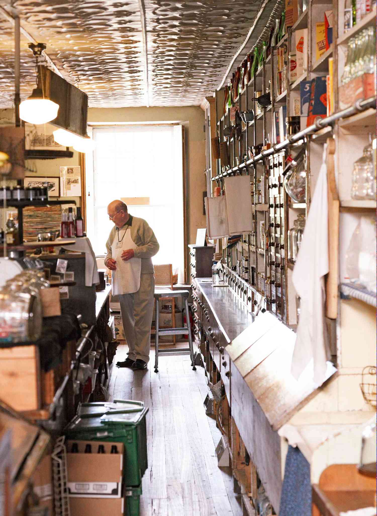 The High Amana General Store sports the original tin ceiling and sells old-fashioned toys and soaps.