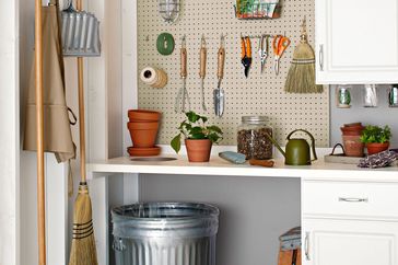 Tool organization in garage for spring potting