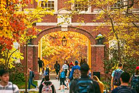 Miami University's Upham Hall arch.