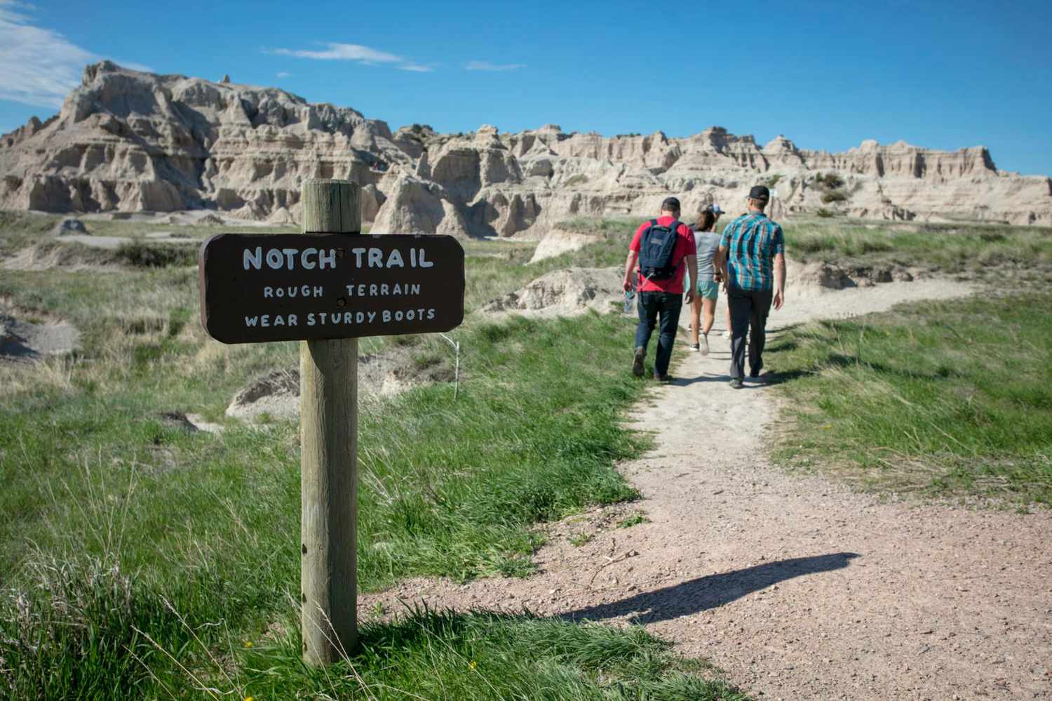 Hikers in Badlands National Park