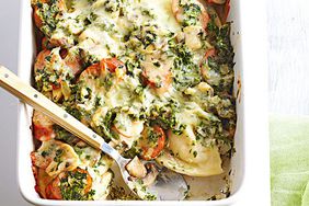 Spinach-Mushroom-Sausage Pierogi Bake