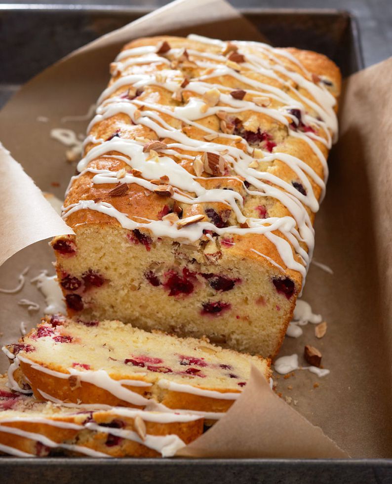 Almond-Cranberry Bread with White Chocolate Glaze