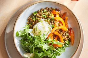 Arugula-Lentil Salad with Poached Eggs