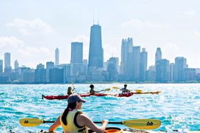 Canoeing on Lake Michigan overlooking Chicago