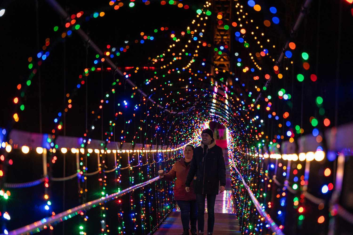 SkyBridge Michigan holiday lights