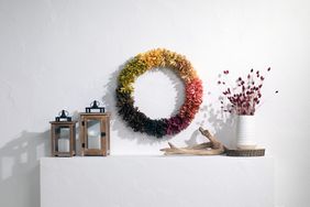 Colorful paper raffia wreath form for fall