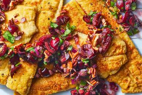Fried Trout with Cherry-Pecan Salsa