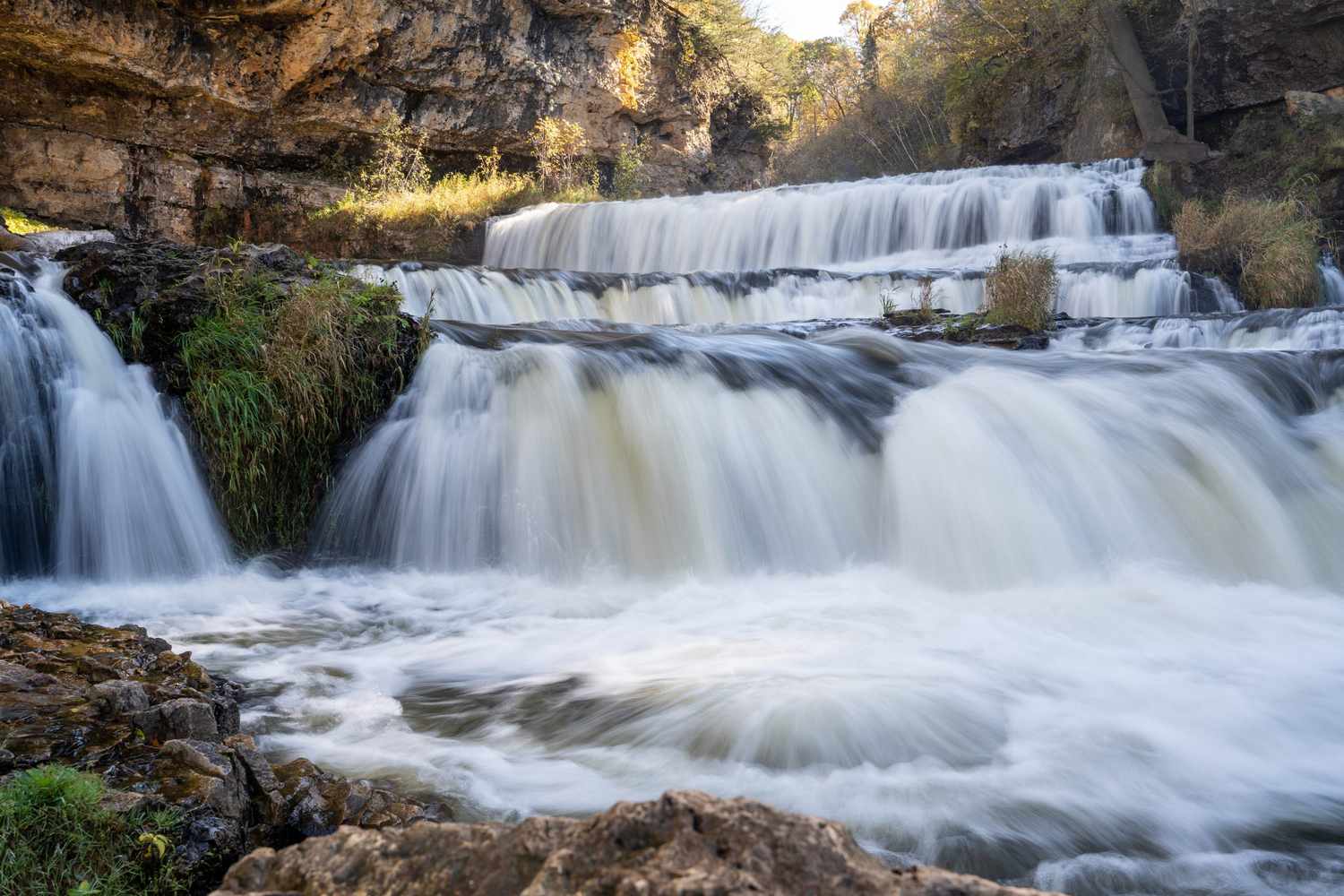 Waterfall at Willow River State Park in Hudson Wisconsin in fall