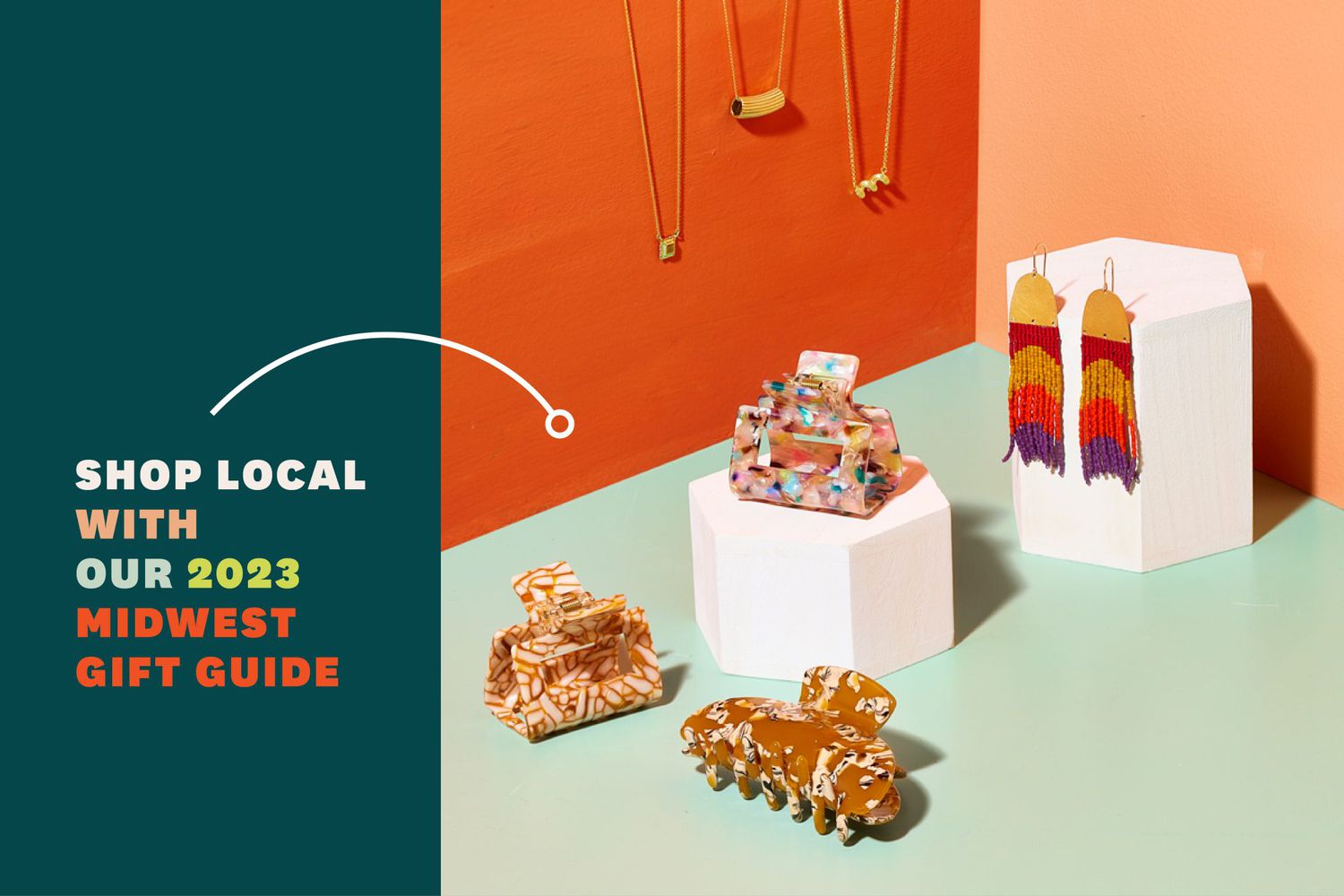 designed post with text saying "shop local with our 2023 midwest gift guide)