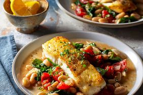 Halibut with Garlicky Beans