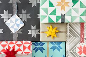 Gift wrap and tags quilt-style