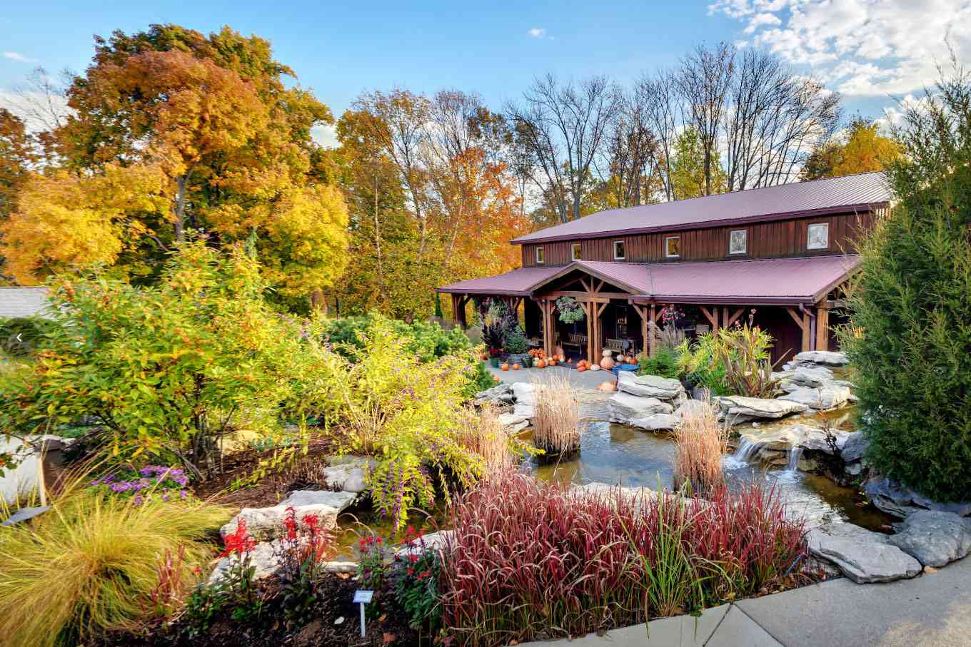 Exterior view of Oliver Winery Tasting Room in Bloomington Indiana in fall