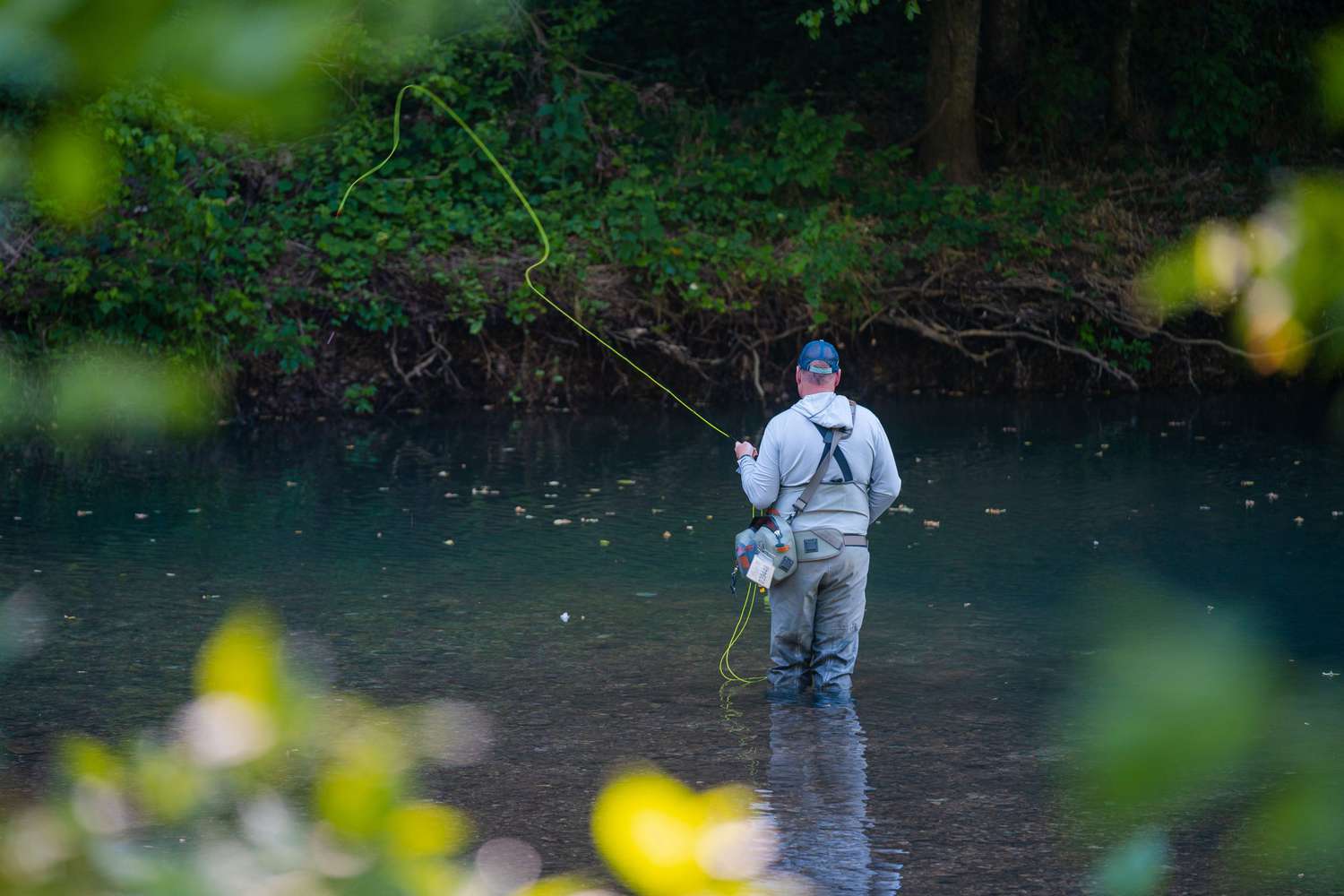 Fisherman in a stream at Roaring River State Park Missouri