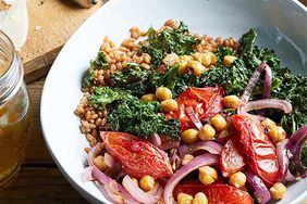 Roasted Kale, Tomato and Chickpea Salad with Wheat Berries