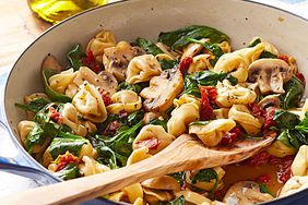 Tortellini, Spinach and Mushrooms in Wine-Butter Sauce
