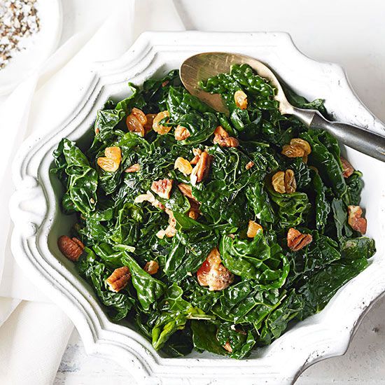 Tuscan Kale with Brown Butter, Pecans and Golden Raisins