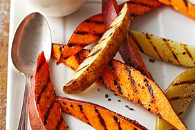 Grilled Sweet Potato Wedges with Dipping Sauces